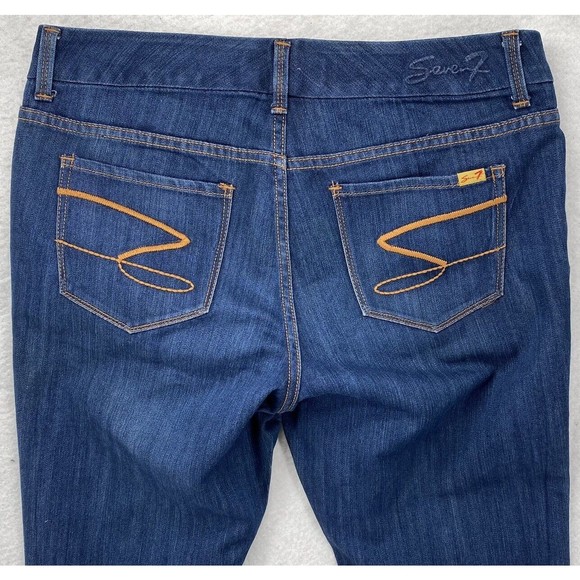 SEVEN 7 LUXE THALIA  Women's Size 16 Dark Wash Jeans Flare Thick Stitch Stretch - Picture 8 of 16